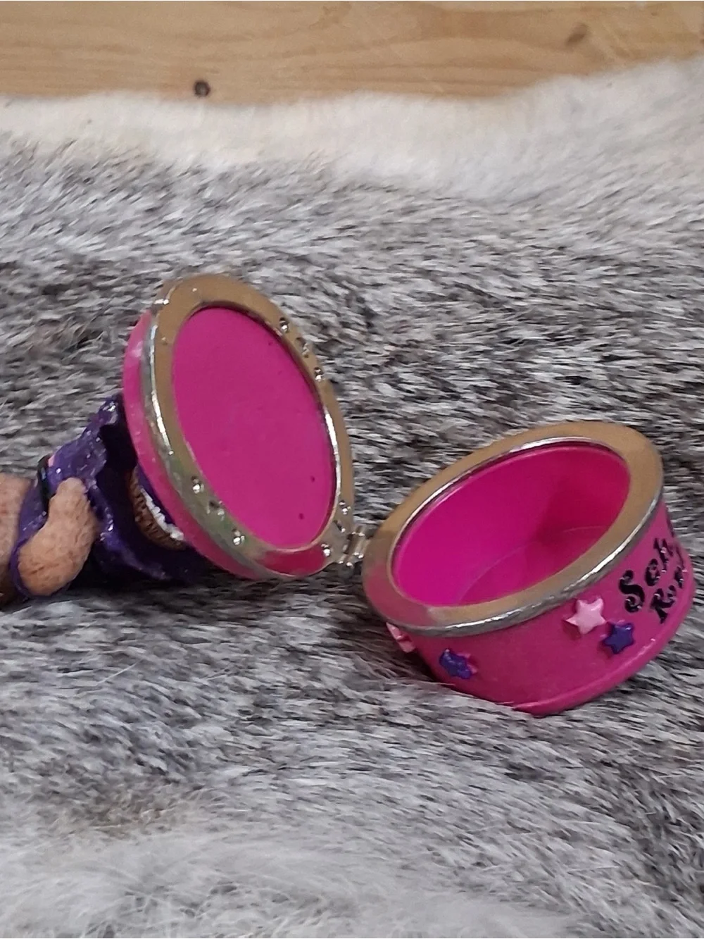 Vintage Claire’s Teddy Bear School Rules Trinket Box Y2K Pink Purple Keepsake